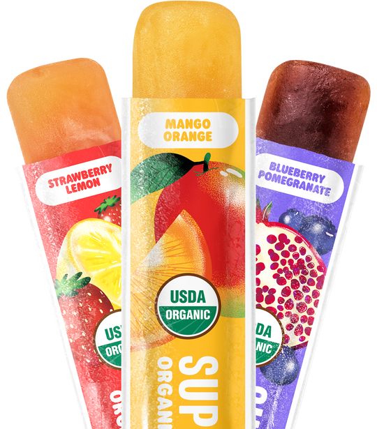 Classic DeeBee's Organics SuperFruit Freezies in Strawberry Lemon, Mango Orange, and Blueberry Pomegranate