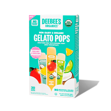 A box of DeeBees Organics Non-Dairy Gelato Pops