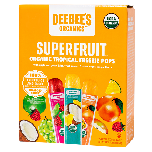DeeBees Organics Tropical SuperFruit Freezie Pops box